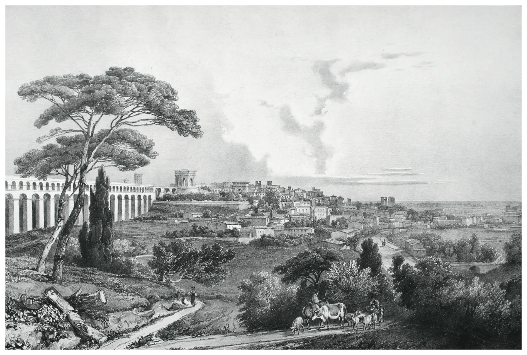 Vue historique de Montpellier depuis le Peyrou